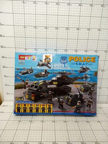 18301 Zestaw Policyjny Klocki Policja Wojsko Figurki 343 El. 6w1 Czarne - LEAN Toys 5905991016571