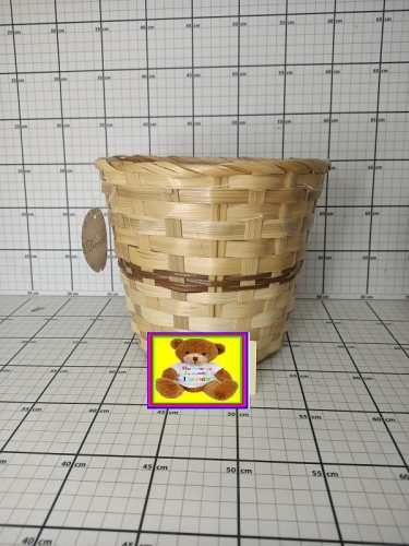 FLOR. OSŁONKA BAMBUSOWA 19X16X14        NATURALNA Z BRĄZOWYM PASEM              5902918187284