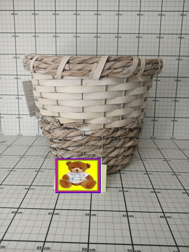 FLOR. KOSZYK OSŁONKA WIKLINOWA OKRĄGŁA  25X20 Z FOLIĄ BRĄZ-KREM 5901583727443