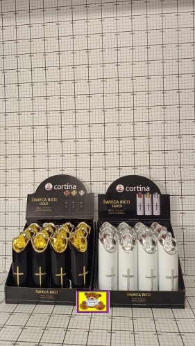 ŚWIECA RICO 17CM Z BATERIAMI SREBRNA    ZŁOTA 5907520038276   3/23/LUX.DIS