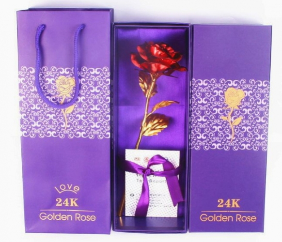 RÓŻA NA ZŁOTEJ ŁODYDZE CZERWONA VMI-108 5904888025139