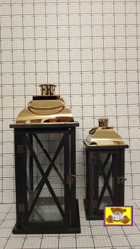 LATARNIA DREWNIANA X2/2                 WDT1114/2 BLACK WITH GOLD  5901583700316