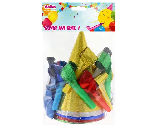 GOD ZESTAW NA BAL DLA 10 OSÓB (CZAPKI,  GWIZDKI,BALONY) 5901238695547